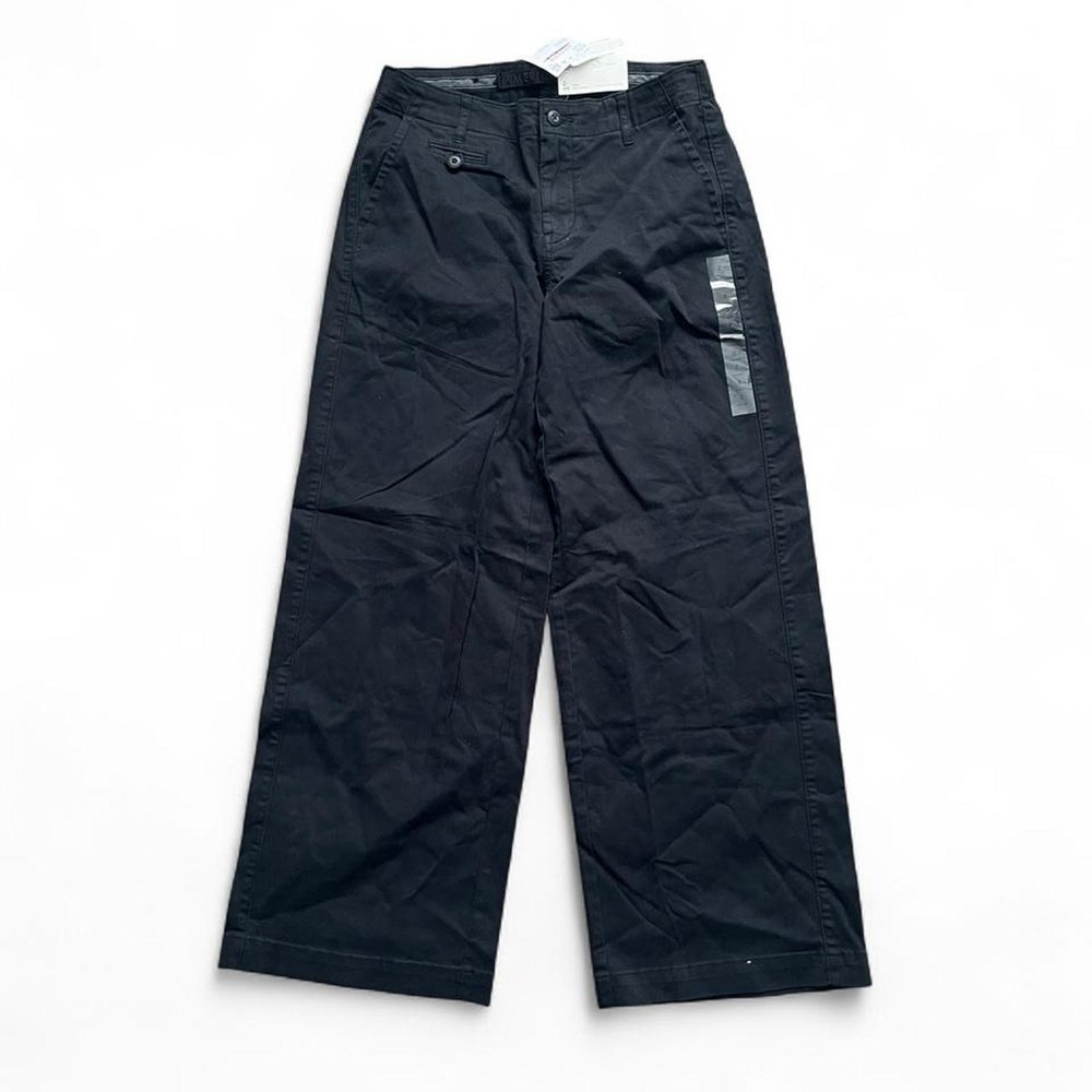 NWT American Eagle Wide Leg Khaki Pants Black Stretch Mid Rise 2 Short